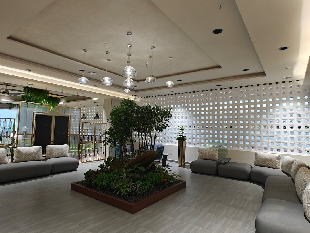 Modern open office reception area
